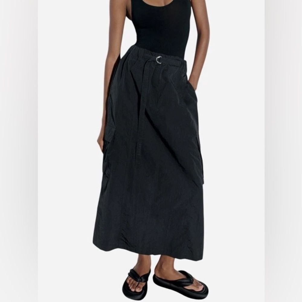 Zara Nylon Cargo Skirt New XL L